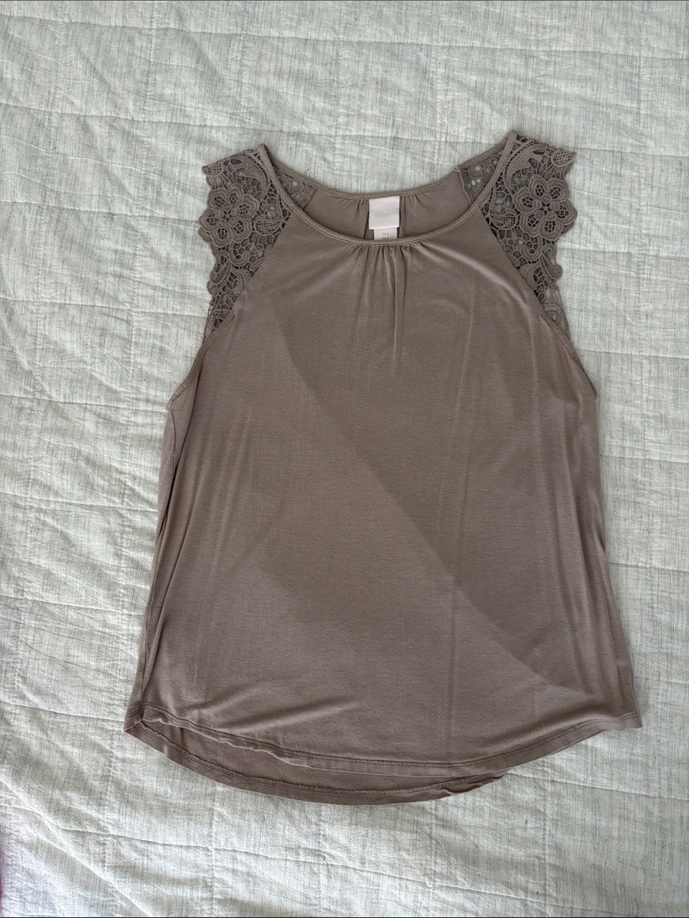 H&M Taupe Crochet Shoulder Tank Top